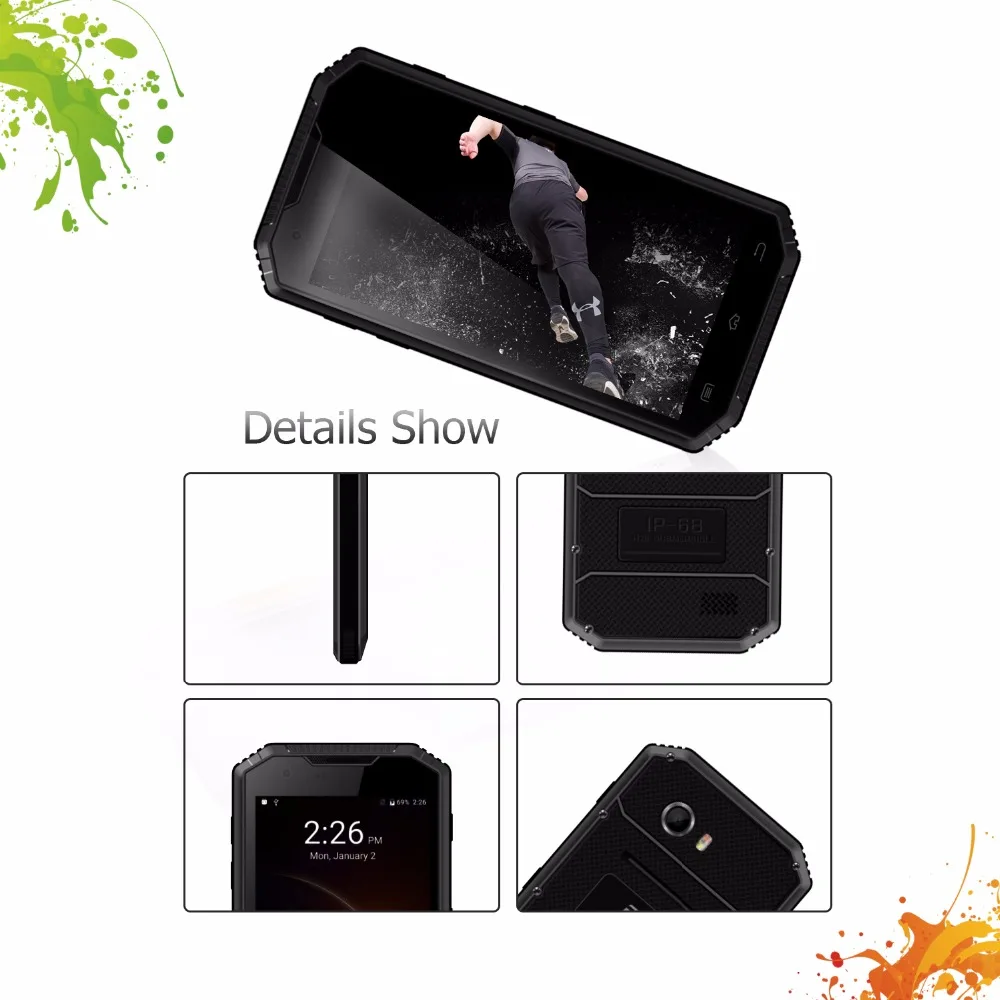 IP68 Водонепроницаемый 4G мобильный телефон E & L W7S прочный 5 0 дюймов HD MTK 6737