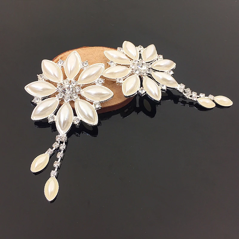 Flower metal rhinestone buttons ivory pearl button with tassel DIY wedding party decor hair flower center scrapbooking | Дом и сад