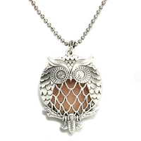 modkisr wholesale 30mm high quality night owl magnetic aromatherapy diffuser jewelry locket pendant essential oil scent necklace