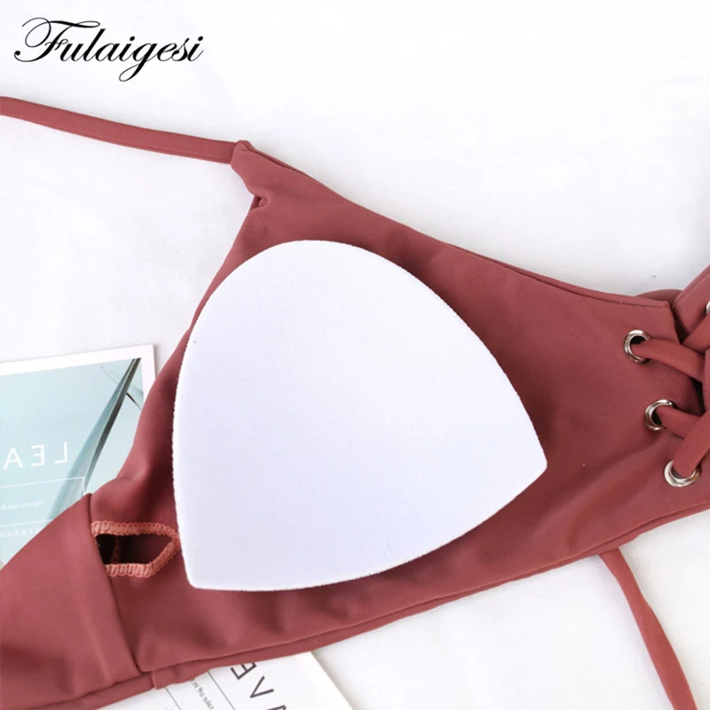 Женский купальник бикини Fulaigesi однотонный с пуш ап низкой талией для пляжа