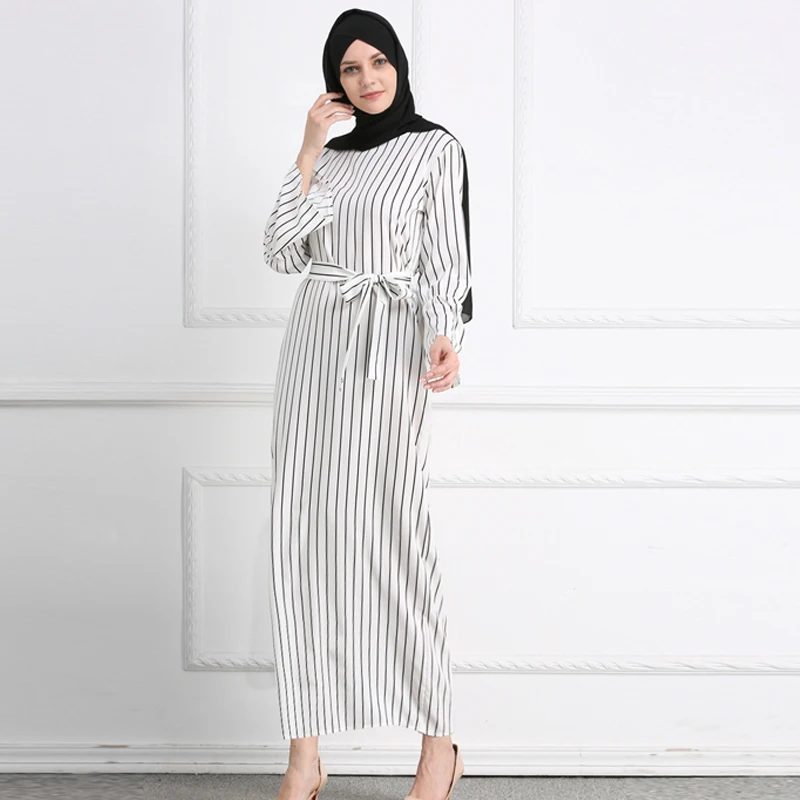 MISSJOY kleid Дубай открытые abaya мусульманские платья для вечеринок женские кафтан хлопок полосатый турецкий исламский арабский женский костюм повседневная одежда