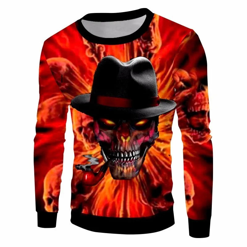 Толстовка OGKB Мужская/женская с 3D-принтом черепа смешной свитшот уличная одежда в