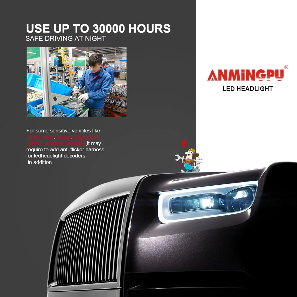 Anmingpu 2x Mi2 50 Вт 8000LM H7 светодиодный головной светильник лампы H4 светодиодный H7 H1 9005/HB3 9006/HB4 H8 H9 H11 светодиодный туман светильник 6000K 12V авто фары