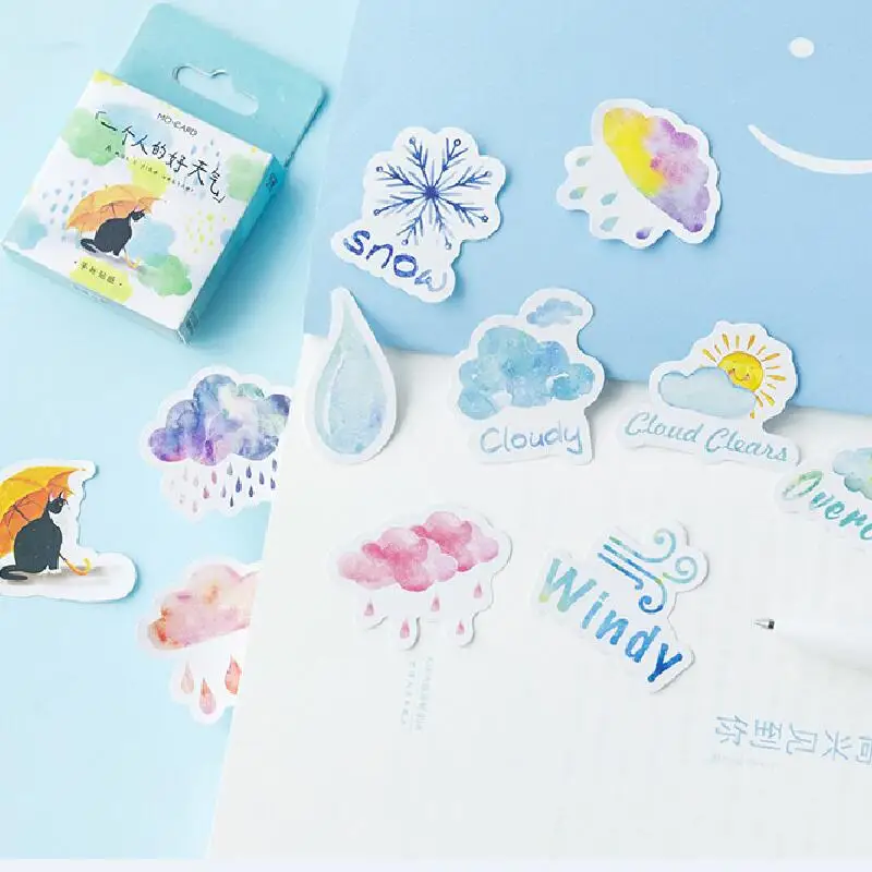 46 шт./кор. милые этикетки дневник ручной работы Клей Бумага Kawaii хорошая погода для