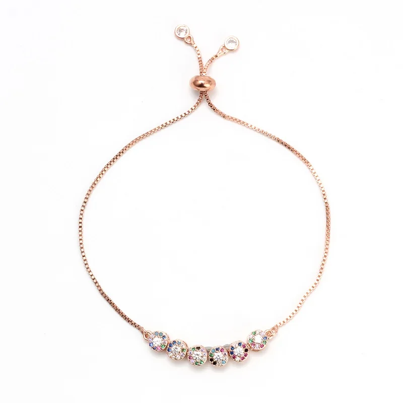 Браслет Lucky Eye розовое золото серебряный цвет цепочка регулируемый Шарм-браслет