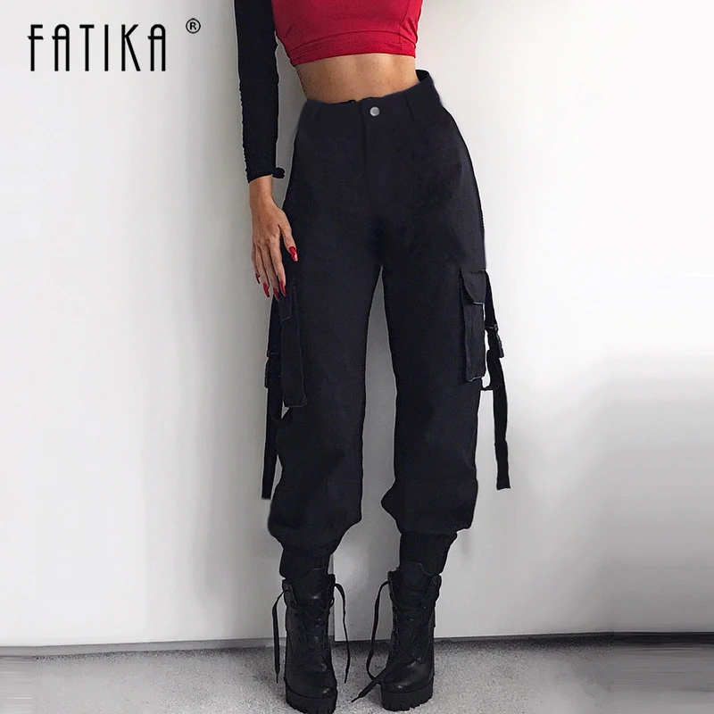 Женские брюки-карго Fatika Длинные свободные брюки с высокой талией 2019 | Женская