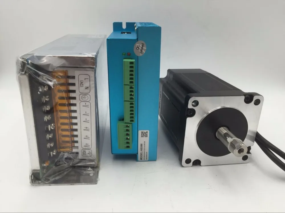 CNC 4Nm 572oz-in 2 фазы замкнутый контур NEMA 34 шаговый двигатель привод комплект с 48 в блок питания для ЧПУ маршрутизатор