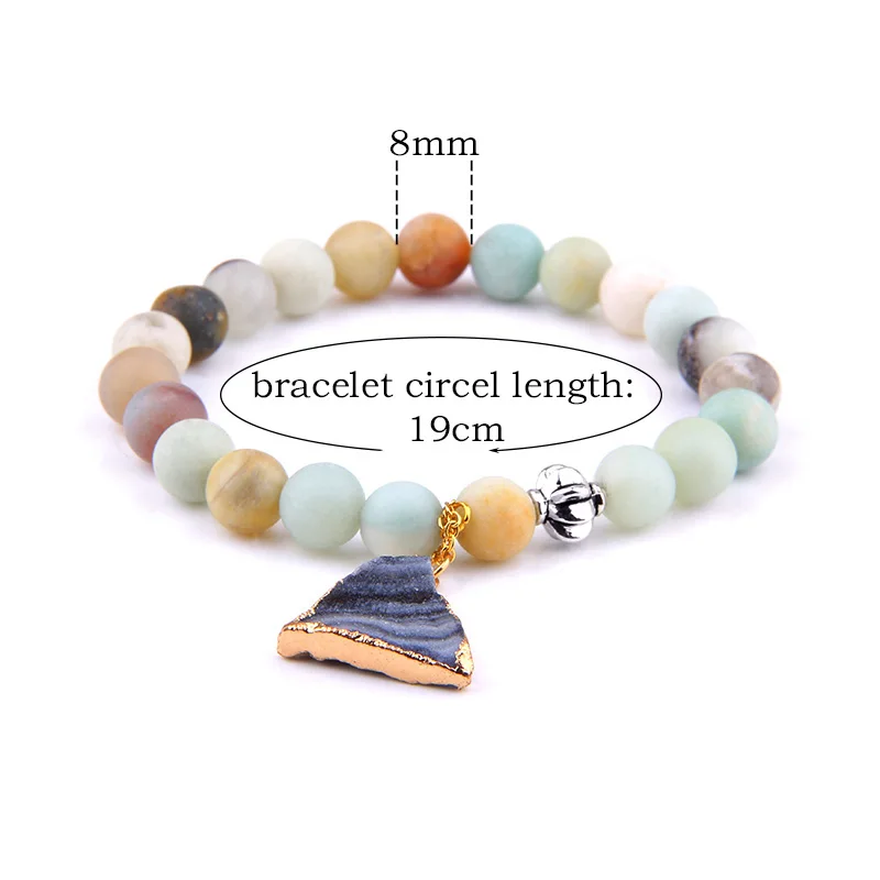 Charm Bracelets Natural Stone Amazonite Round Bead Bracelet Solid Crystal Druzy for Women Men Fashion Jewelry|Плетеные браслеты| |