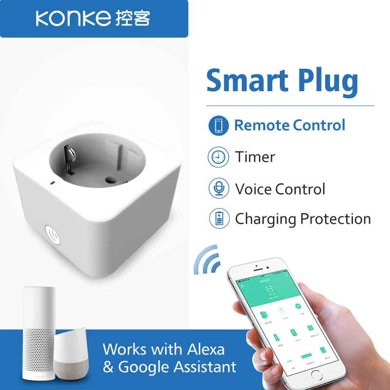 Konke ЕС 16A + таймер WI FI разъем выход Smart Remote Беспроводной Управление s для iphone Android