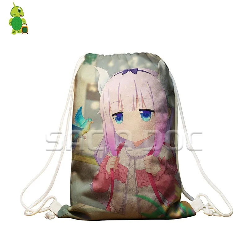 Аниме Kobayashi San Chi No Maid Dragon сумка на шнурке для женщин и мужчин мягкий рюкзак для путешествий Сумки для подростков Большая вместительная сумка для хранения