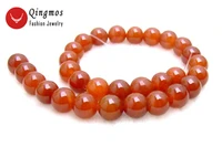 qingmos 14mm round red natural agates beads for jewelry making loose strand 15 beadwork los222