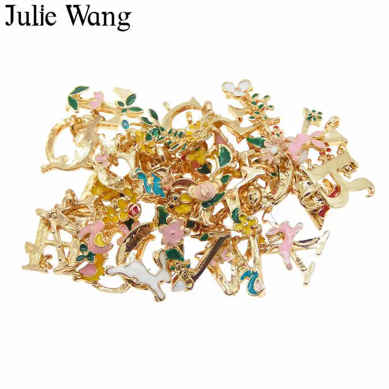 Julie Wang 26 шт. золотой тон A Z Английский алфавит ожерелье подвеска с надписью серьги