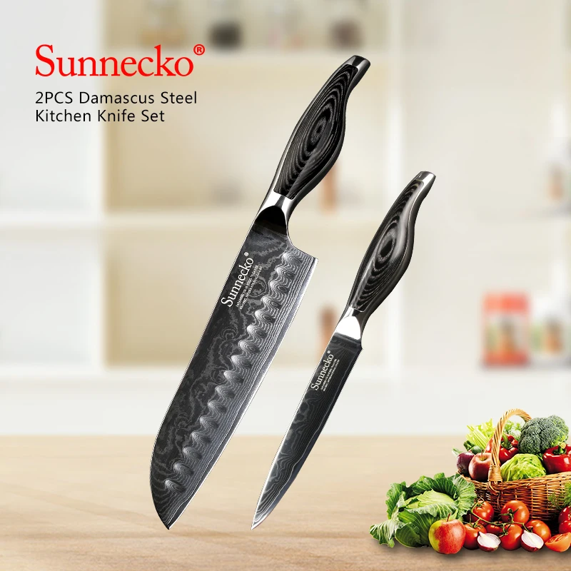 SUNNECKO набор кухонных ножей 2 шт. нож шеф повара Santoku универсальный японская
