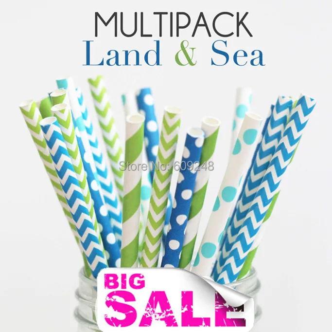 100 шт. смешанные цвета свадебные бумажные соломинки для душа светло-зеленый и