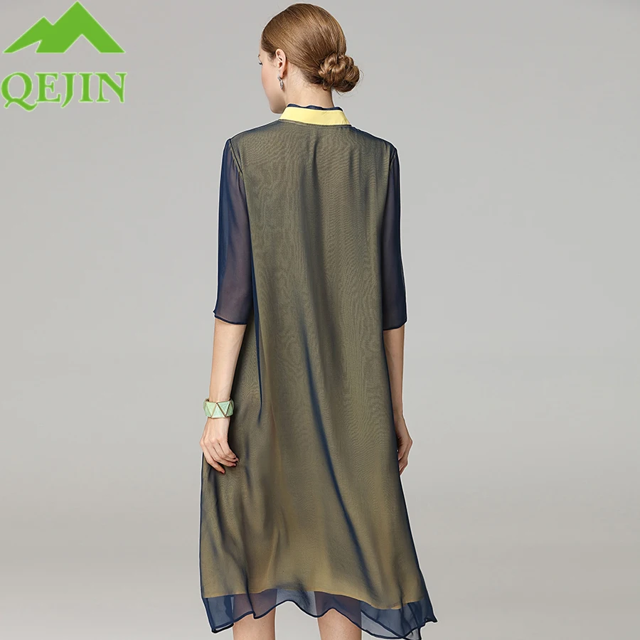 Женское шелковое платье Чонсам oraganza Элегантное летнее с вышивкой птиц и рукавом