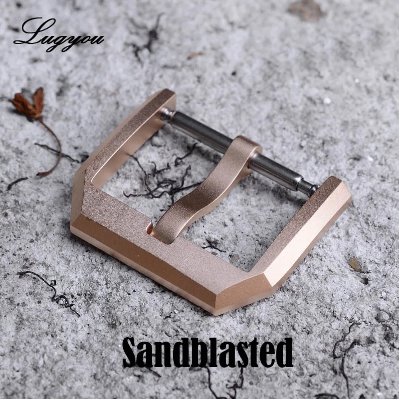 Sandblasted LUGYOU части часов бронзовая Пряжка для ремешков пряжка с язычком пескоструйная матовая 18 мм с пружинными стержнями - Цвет ремешка: Sandblasted