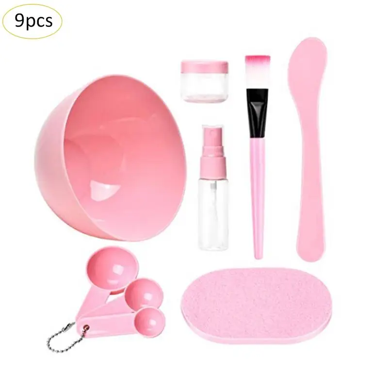 Pink Маска DIY Уход за лицом косметический чехол среднего размера 9 в 1 маска, Детские чаши набор мульти-функциональный Красота инструменты для Высокое качество непрерывного Применение - Цвет: Pink