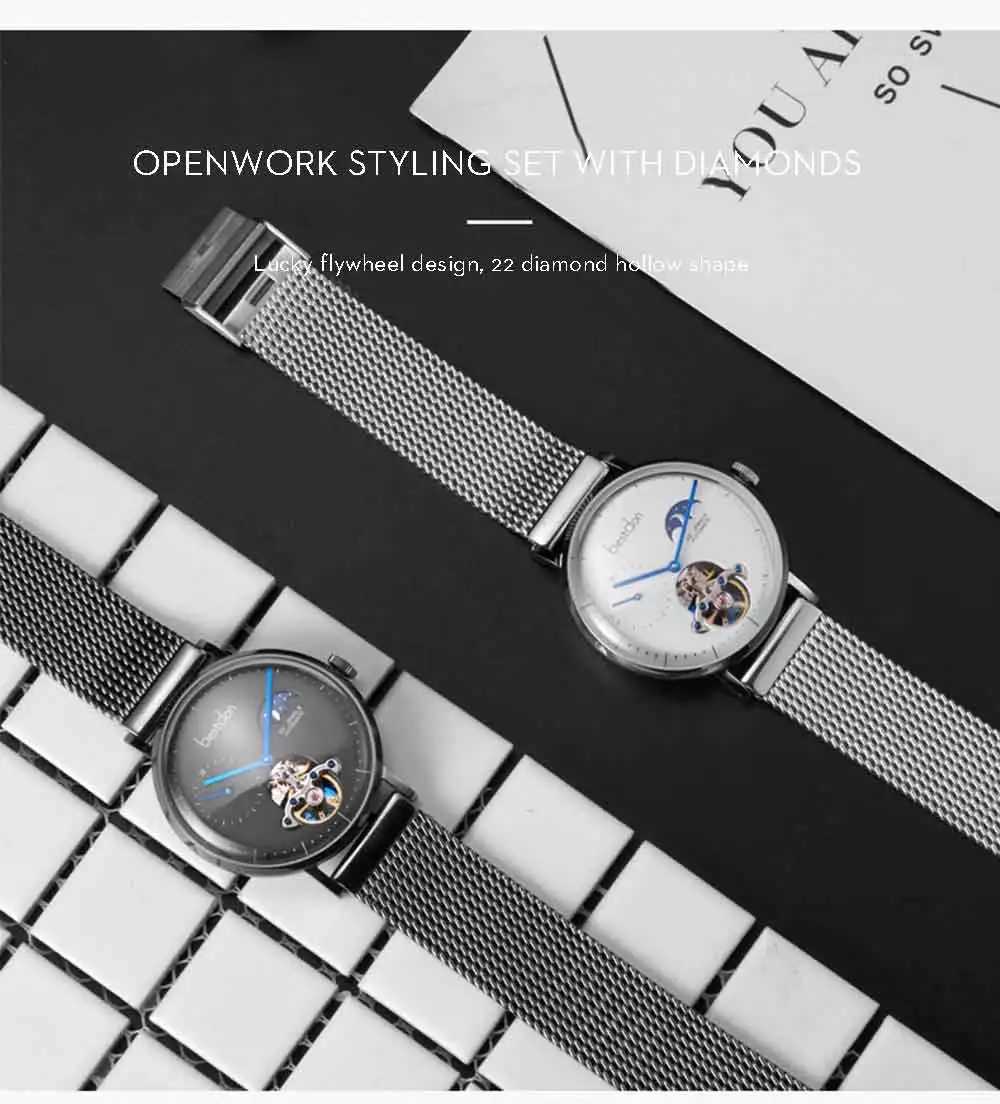 Bestdon Switzerland Tourbillon Moonphase Мужские автоматические механические часы Relogios Masculino водонепроницаемые спортивные часы с подарочной коробкой