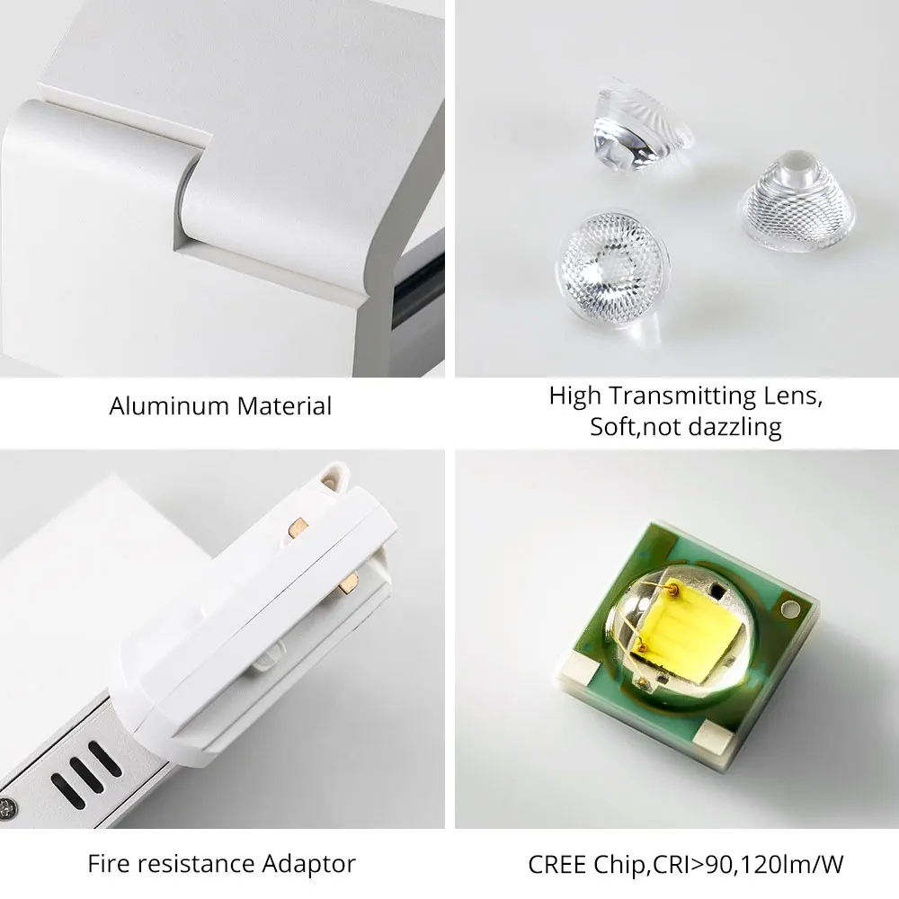 Трековый светодиодный светильник с 2/3/4 проводами 3 фазы 12 Вт 85 265 в|Рельсовый