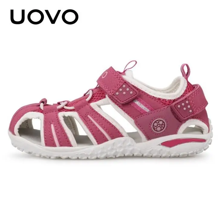 rose red Бренд uovo сандалии детские сандалии из натуральной кожи открытые пляжные сандалии для мальчиков повседневные летние детские спортивные сандалии размер 24-38 - Цвет: rose red
