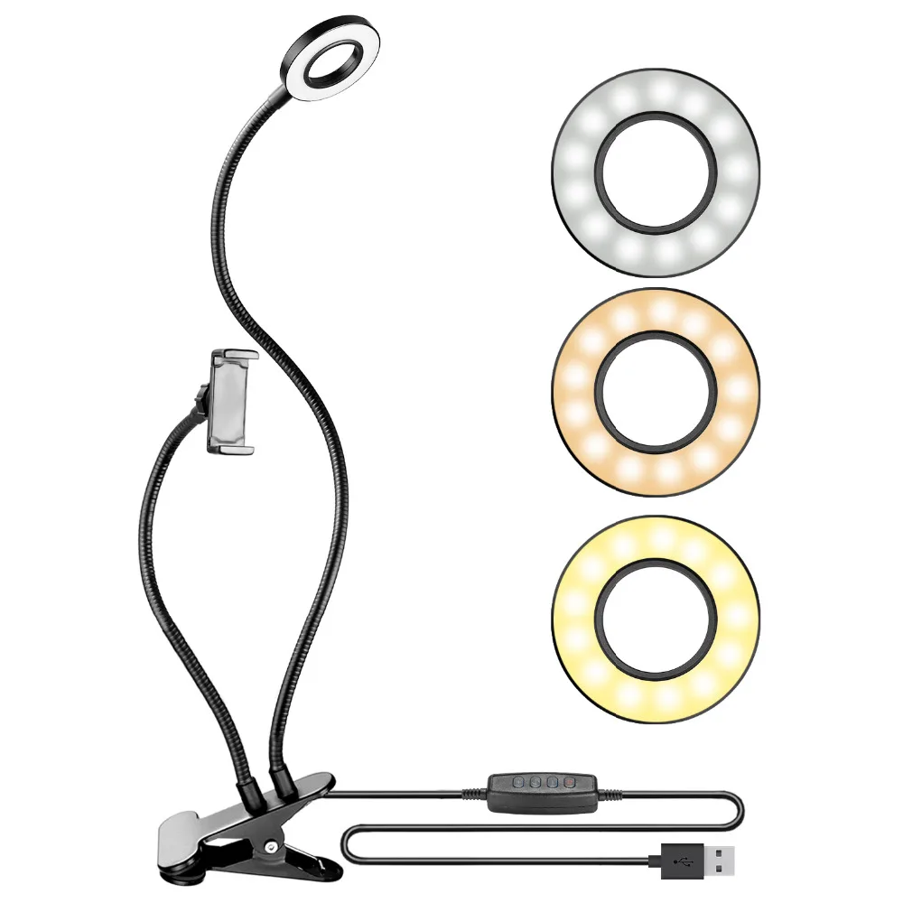 Держатель для мобильного телефона Neewer Clamp on Selfie Ring Light видеосъемки Youtube с