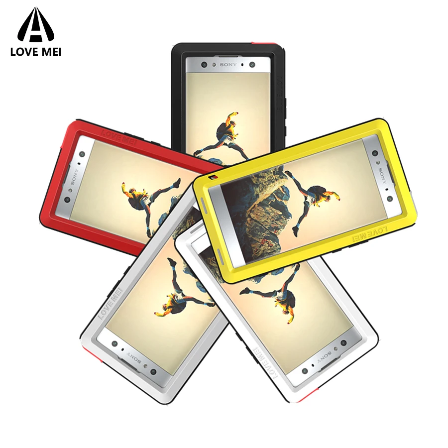 Чехол бренда Love Mei для Sony Xperia XA2 Ultra Metal Shockproof Phone Cover Anti-Fall Rugged Armor.