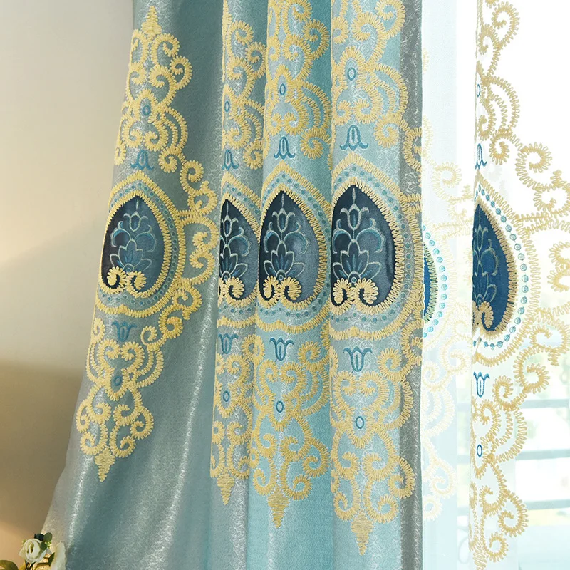 Европейские вышитые Оконные Занавески для гостиной роскошные шторы из
