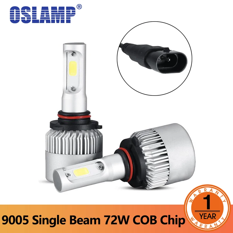 

Oslamp Led Headlight Blubs 9005 LED COB Chips S2 Series Car Headlights Single Beam 8000LM 6500K DC 12v 24v Led Auto Headlamp