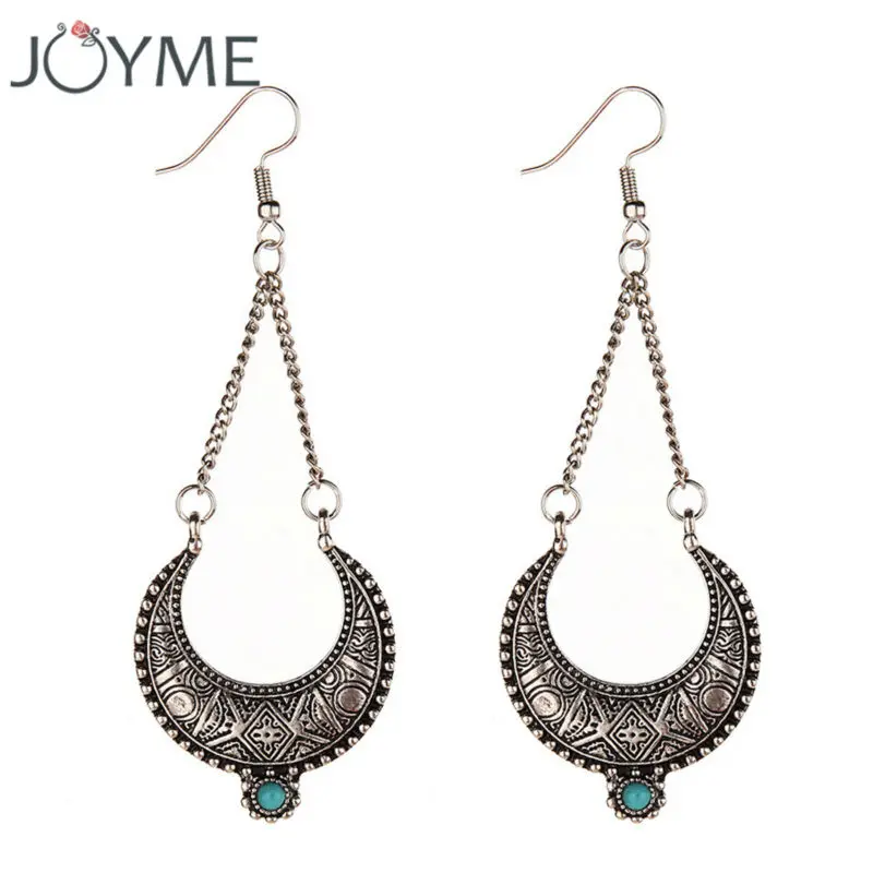 Женские винтажные серьги из голубого камня Joyme эффектные богемные длинные