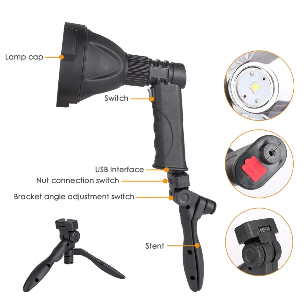 

Unique Hand Light ultra-bright beam Built-in lithium battery USB cable flashlight Pivoting Collapsible stand Camping Light