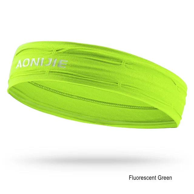 Fluorescent yellow AONIJIE спортивная повязка для головы для мужчин и женщин голова Пот Группа Бег футбол теннисный головной платок силиконовый Противоскользящий Эластичный Напульсник повязка для волос - Цвет: Fluorescent yellow