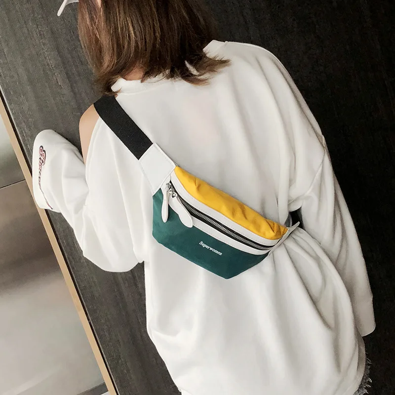 Canvas Waist Bag Women Chest Bum Hip Belly Money Banana Belt Ladies Fanny Pack Green Bumbag Pouch Black Waistbag Packs | Багаж и сумки