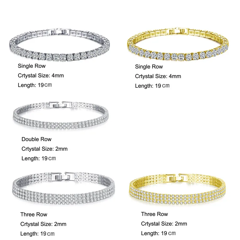 3 ряда хип хоп Bling Iced Out мужские s медь циркон браслет теннис 19 см цепи браслеты для