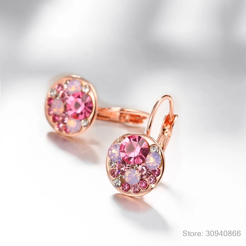 Модные круглые очаровательные серьги-гвоздики с кристаллами Swarovski, женские серьги с чешскими кристаллами, ювелирных изделий Brinco