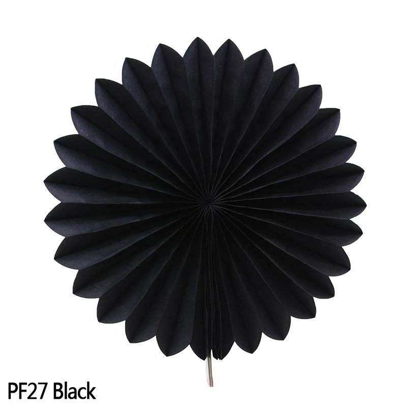 PF27 Black 5 шт. 10/15/20/25 см бумажный веер вертушка круглый Фонари для свадьбы, праздника, вечерние висит с цветочным узором на день рождения Набор сделай сам DIY 8z - Цвет: PF27 Black