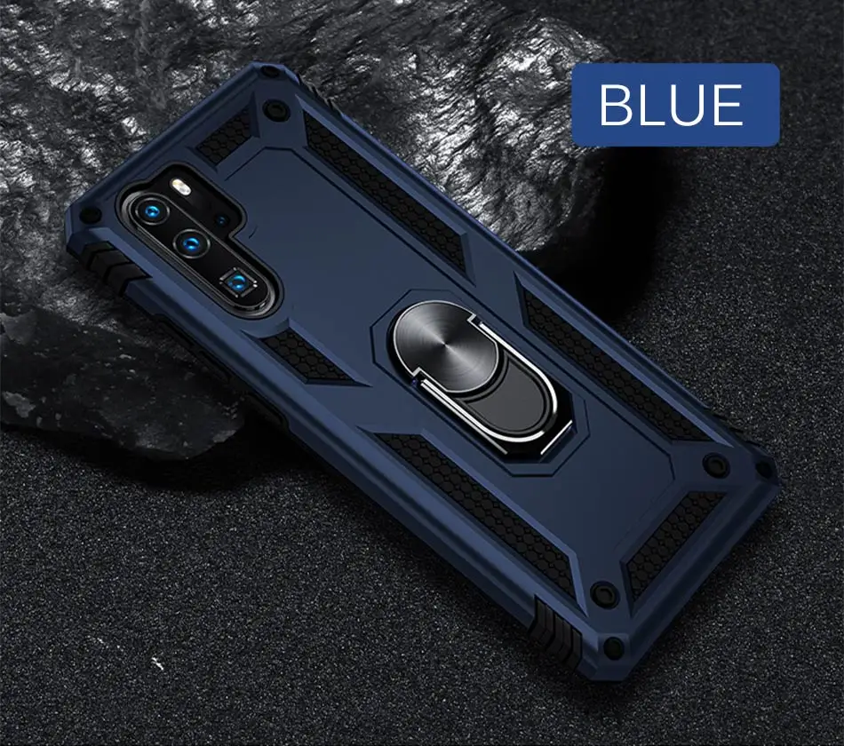 Роскошный армированный противоударный чехол для huawei P30 Pro P Smart, мягкий чехол-бампер для huawei Honor 10 P30 Lite, кольцевой чехол - Цвет: Blue
