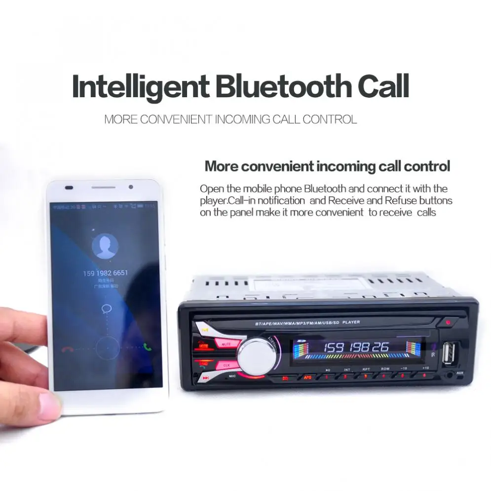 1DIN 12V Car Radio Stereo FM MP3 Player Bluetooth-compatible AUX Input with Detachable Front Panel &amp USB Port Remote Control |