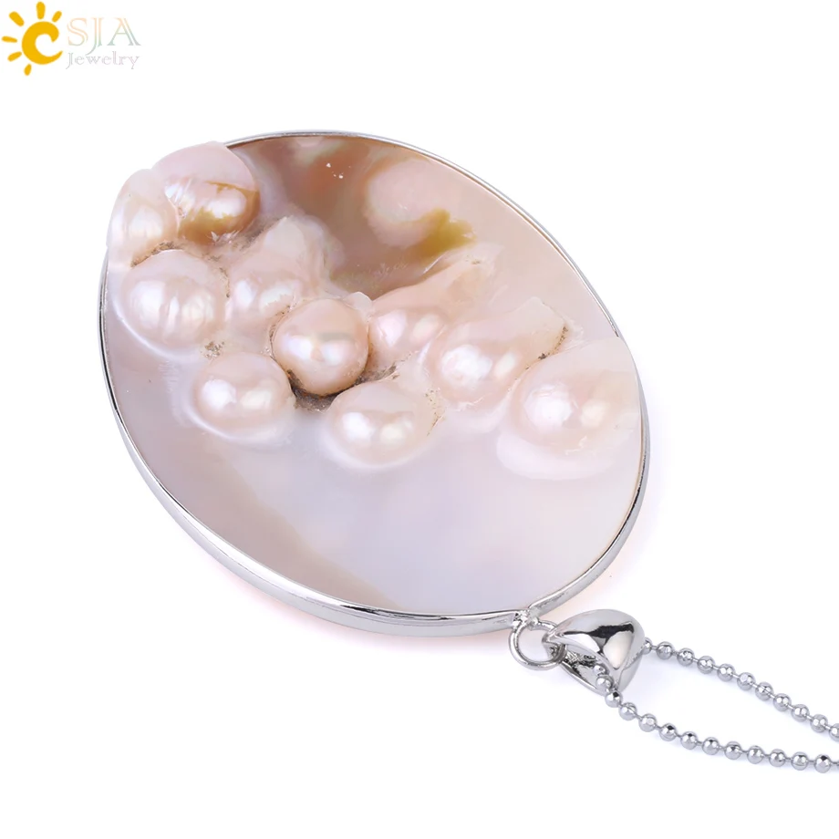 CSJA большой размер белая Подвеска Ожерелье для женщин натуральные Перламутровые