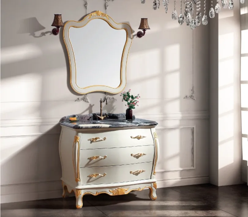 2016 Искусственный деревянный шкаф для ванной комнаты из массива дуба с раковиной