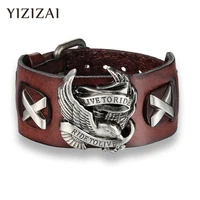 yizizai punk ride to live bracelets male bird skull retro bracelet homme genuine leather bracelet men woman bracelets bangles