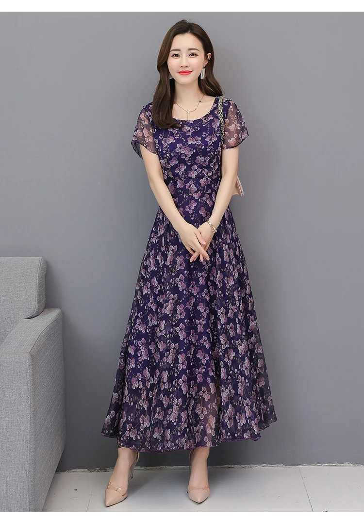 Цветочные шифоновые Boho летние миди-платья винтажные 3XL плюс размер пляжный Макси-сарафан с принтом элегантные женские облегающие вечерние платья