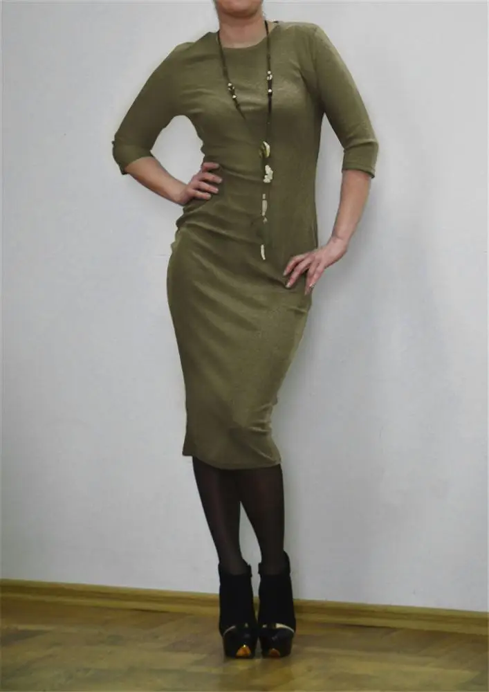 020Green Женское платье Vestido с коротким рукавом тонкое облегающее платье туника вырез лодочкой Повседневное платье карандаш новое поступление - Цвет: 020Green