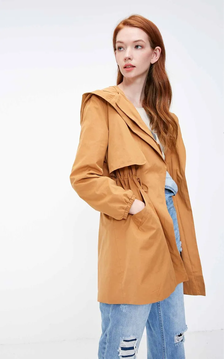 Vero Moda куртка женская Повседневный с капюшоном сплошной цвет молнии Тренч | 318417501