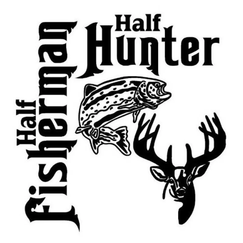 Половина рыбака охотника наклейки с дизайном рыбы для Авто/бампер/окно виниловая