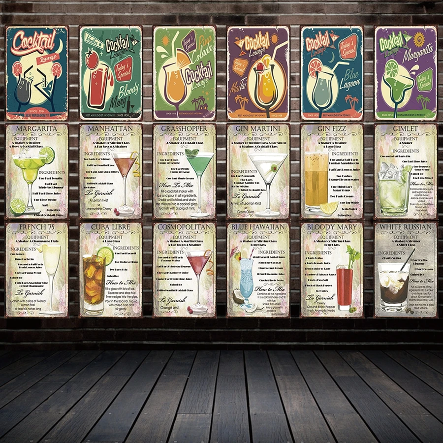 [Mike86] коктейльный лаунж металлическая пластина гавайская стена постеры
