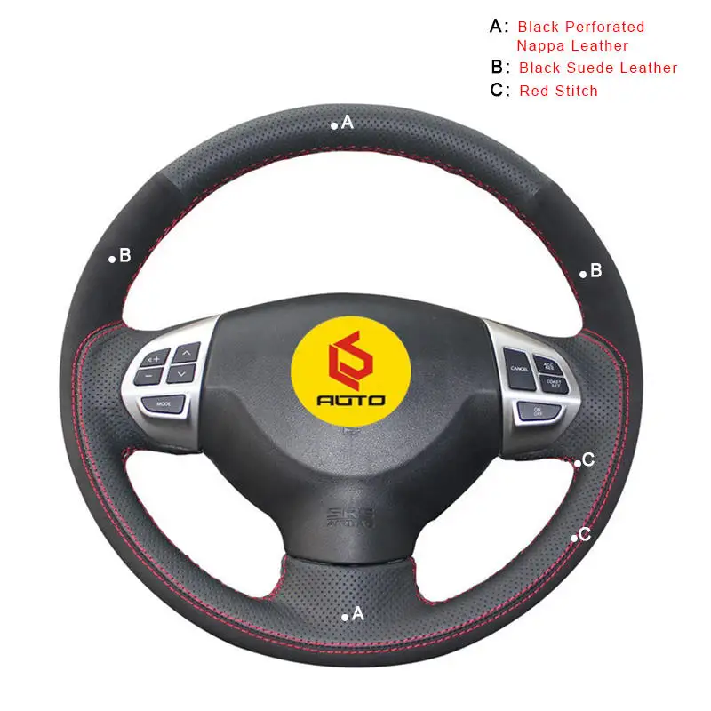 Автомобильная Оплетка на руль для Mitsubishi Lancer X 10 2007- Outlander 2006-2013 ASX 2010-2013 Colt 2008 Кожа - Название цвета: Nappa and Suede