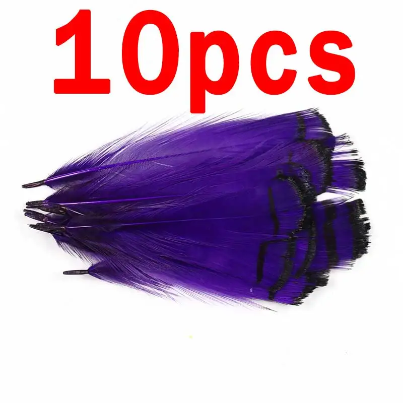 10pcs purple 10 шт., рыболовные мушки, Алмазный фазан, перо, Типпет, Нимфа, мокрый стример, крыло, бирка, хвост, материал для вязания мушек, лосось, сталь - Цвет: 10pcs purple