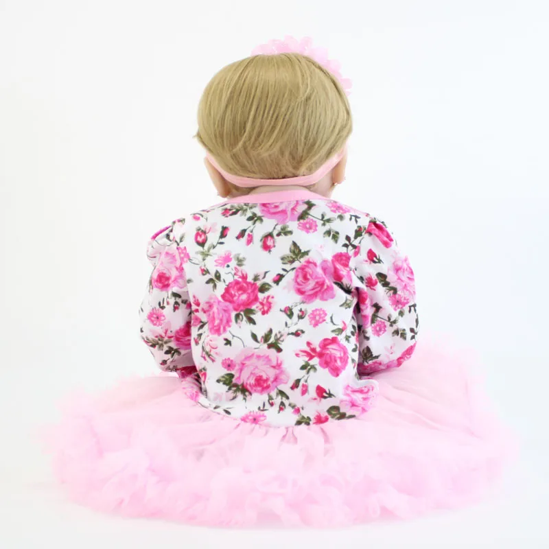 55 см полный силикона Reborn Baby Doll винил блондинка для новорожденных в стиле