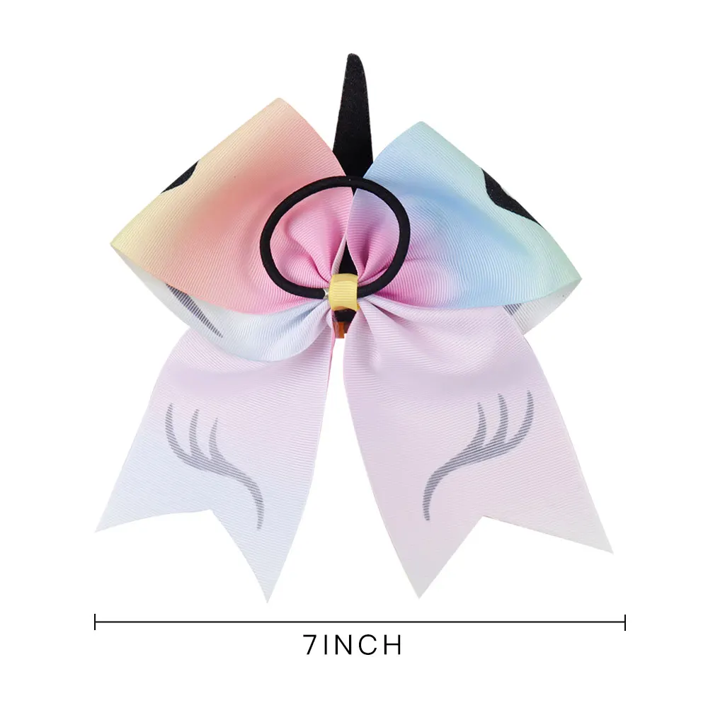 7 дюймов радужные бантики с резиновой лентой для девочек детские двусторонние