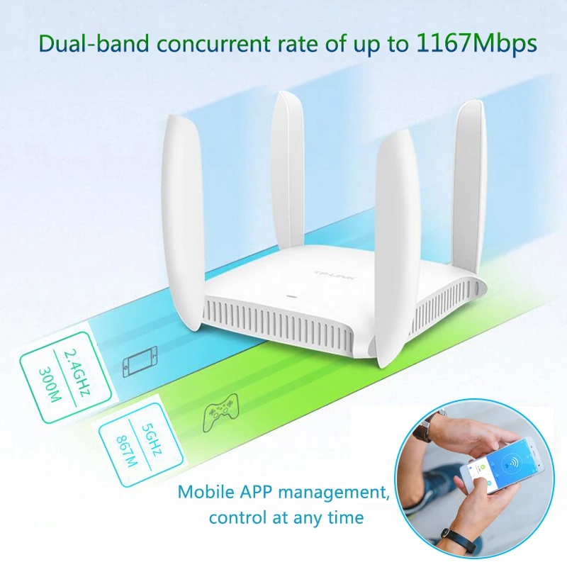 TP LINK Беспроводной Wi Fi роутера AC1200 двухдиапазонный маршрутизатор ретранслятор TL